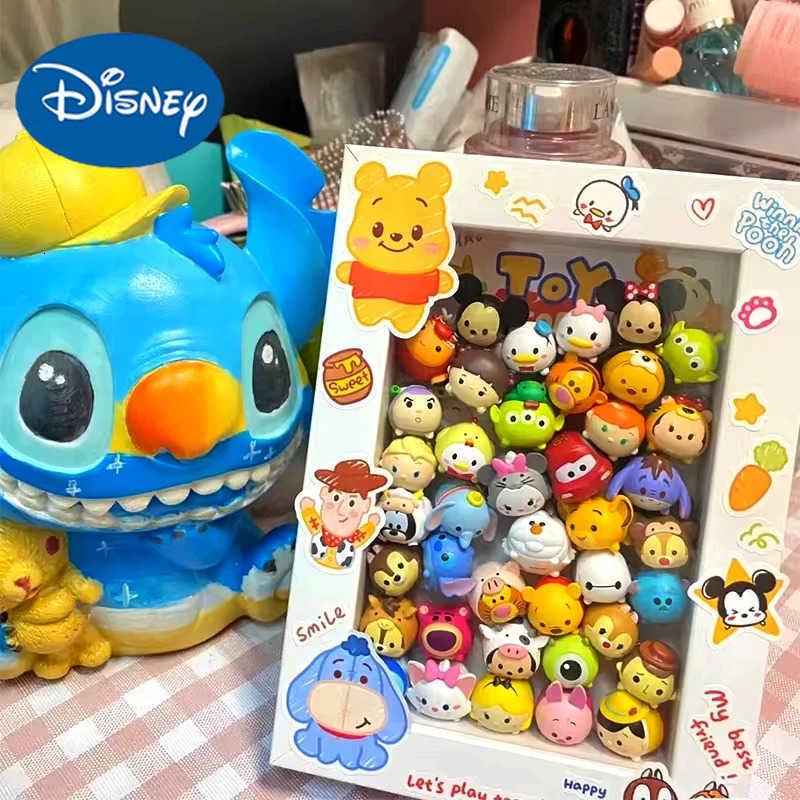 Disney Genuine Disney 14pcs Tsum Mini Bean Figure Kawaii Rebell Doll Bulk Cute Figurines Mickey Minnie Series Gifts For Kids Toys W250730