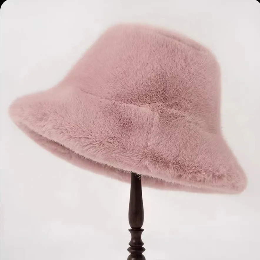 Rabbit Fur Bucket Hat for Women Fashion Autumn Winter Warm Thickened Fisherman Hat Russian Outdoor Hat Warm Trooper Trapper Cap 250724