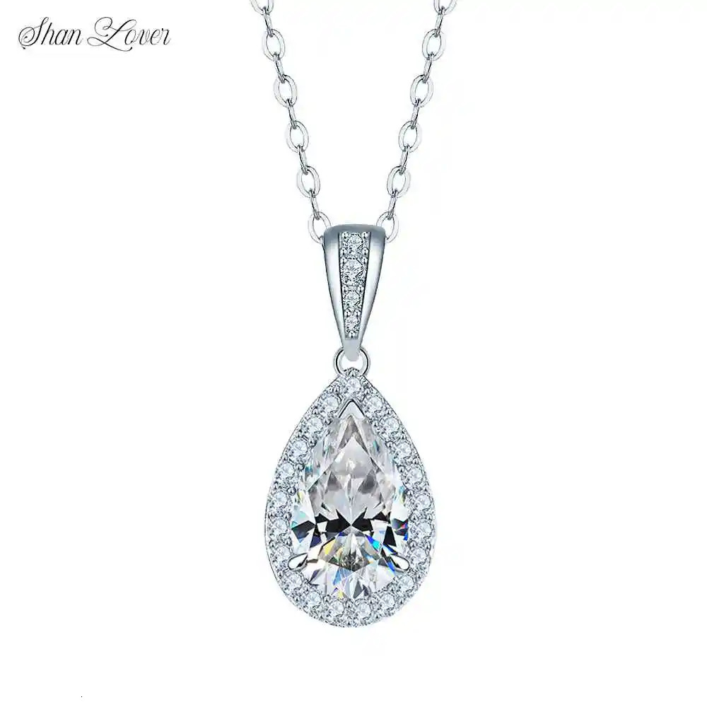 ShanLover Pendant Necklace For Women S 925 Sterling Silver Chain Necklace With Water Drop Pendants Jewelry 250729