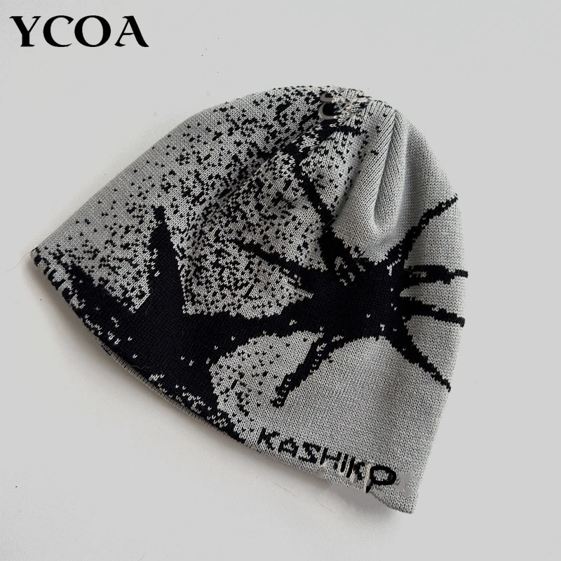 Women Knit Hat Winter Beanie Kpop Y2k Accessories Hip Hop Warm Gothic Graphic Streetwear Spring Vintage Pullover Korean Unisex 250730