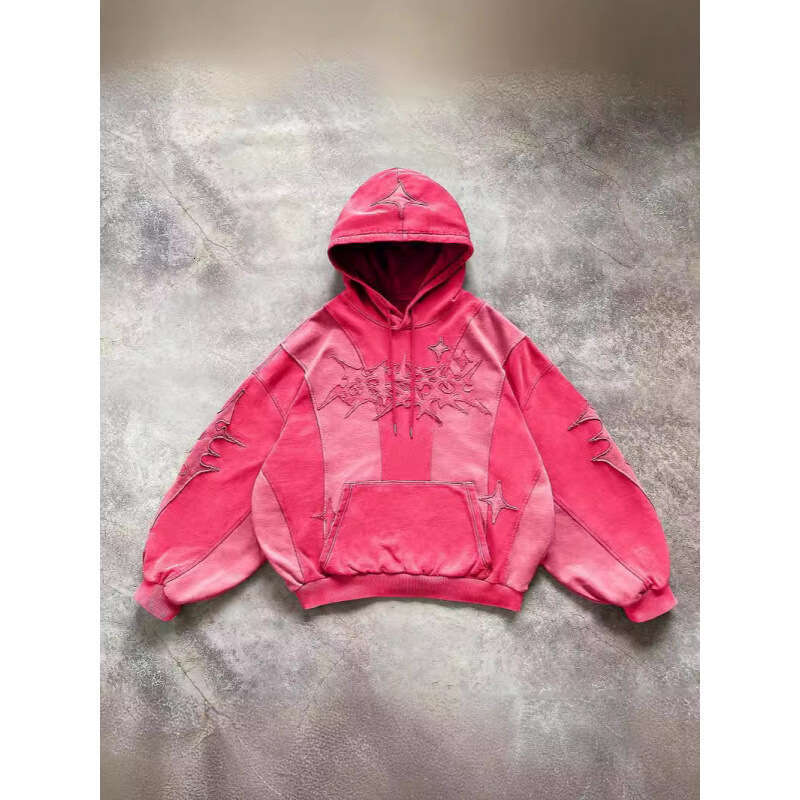 2025 American Street Style Y2K Thick Patchwork Hoodie New Trend Unisex Loose High Weight Sweatshirt