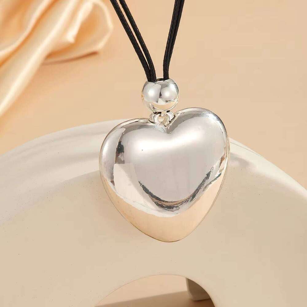 SHIXIN Women's Gothic Black Adjustable Punk Choker Necklace CCB Siery Exaggerated Heart-Shaped Love Pendant Buddhism