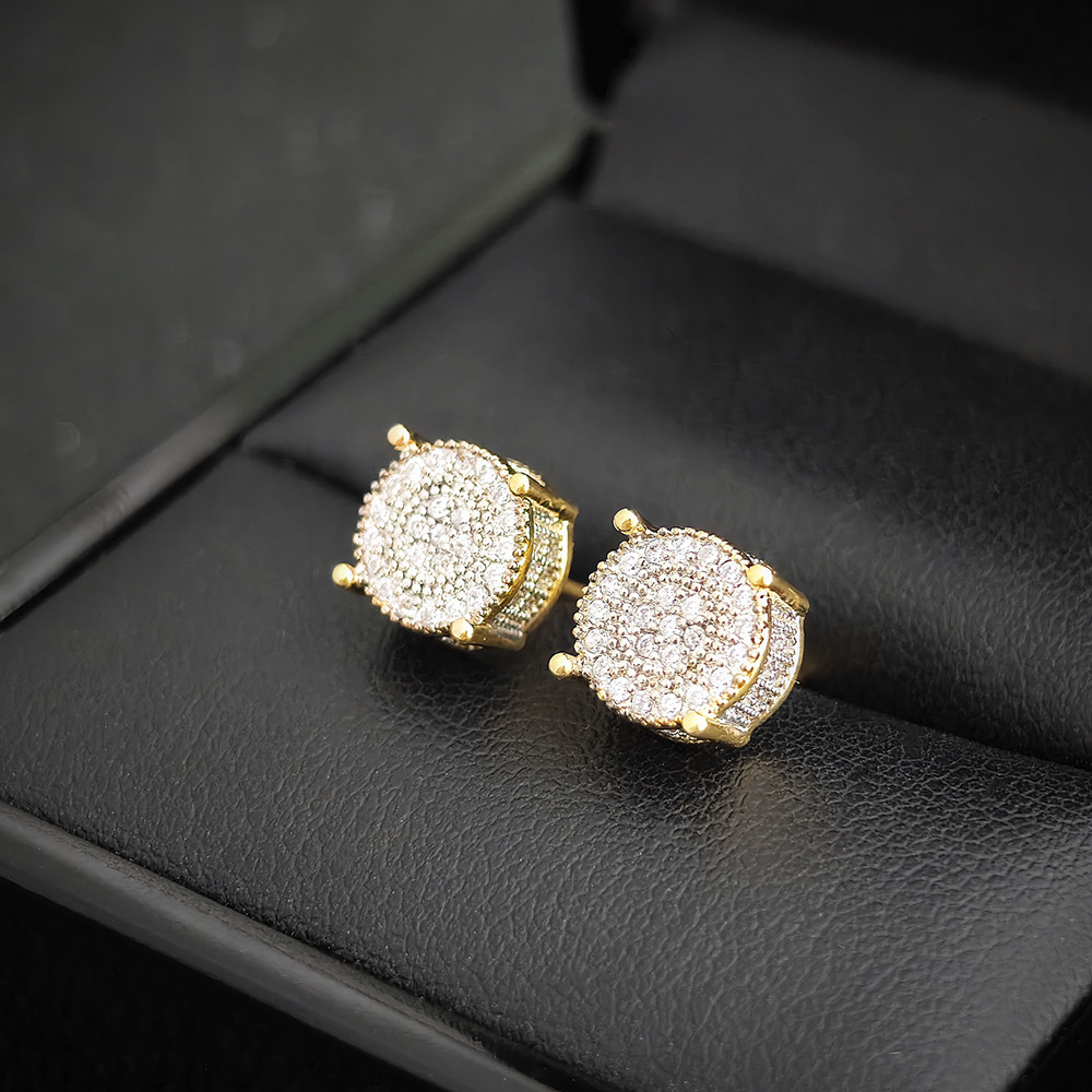 Minimalist Style Jewelry Round Inlaid Synthetic Zircon for Women Versatile Earrings e6097