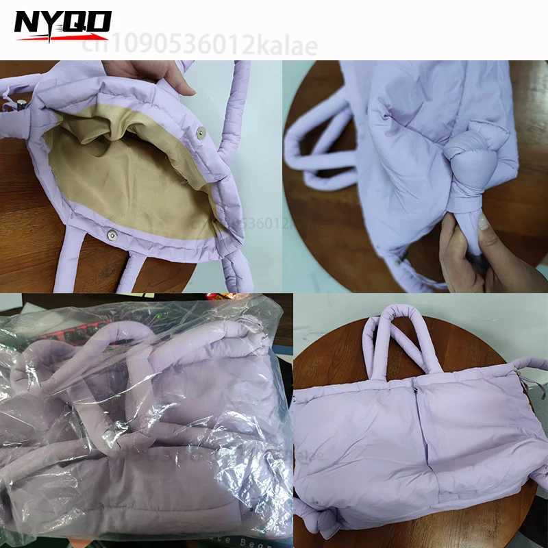 Simple Vintage Large Capacity Handbags Designer Soft Women Shoulder Crossbody Bags Casual Nylon Padded Tote Bag Y250730
