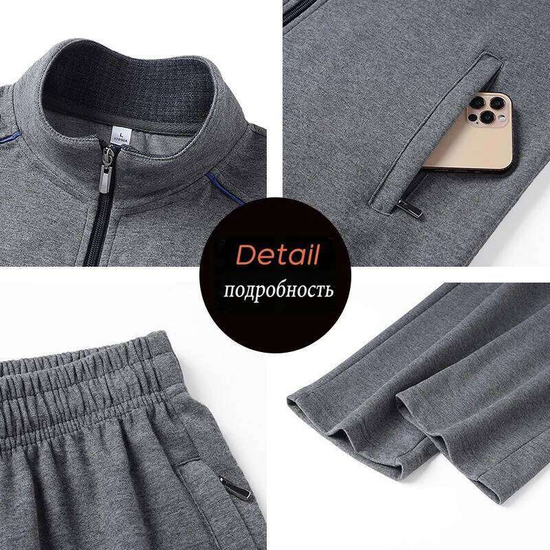 Autumn Winter Men Casual Sport Jogger Cotton Suits Mens Sportswear Fit Sweatsuit Tracksuit Man 2 Piece Set Male Big Size 8XL