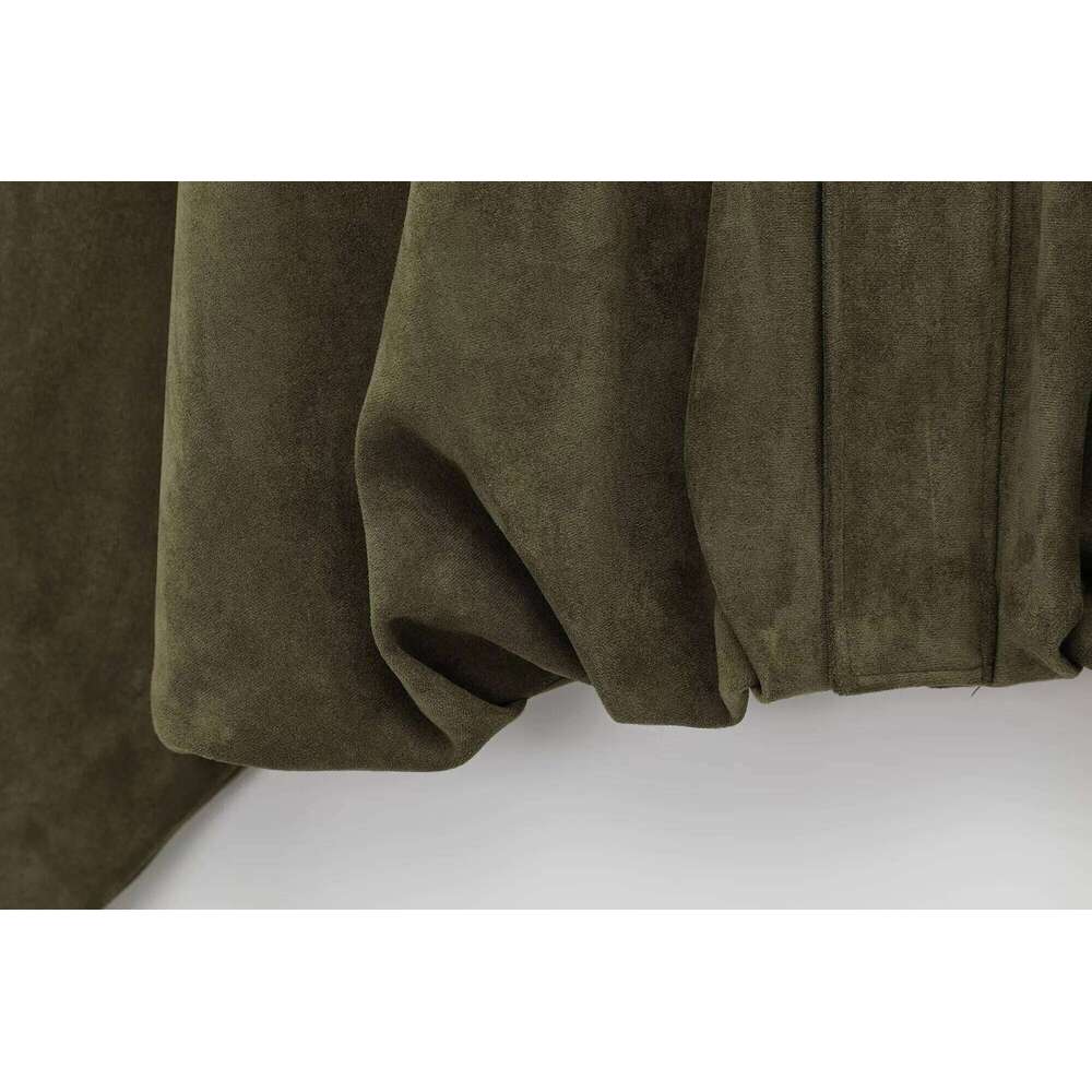 Designer Clothing 2025 TRAFZA Women's Button Suede Texture Jacket High Street Long Sleeve Turn-Down Collar Elastic Zipper Solid Spring Trendy Coa