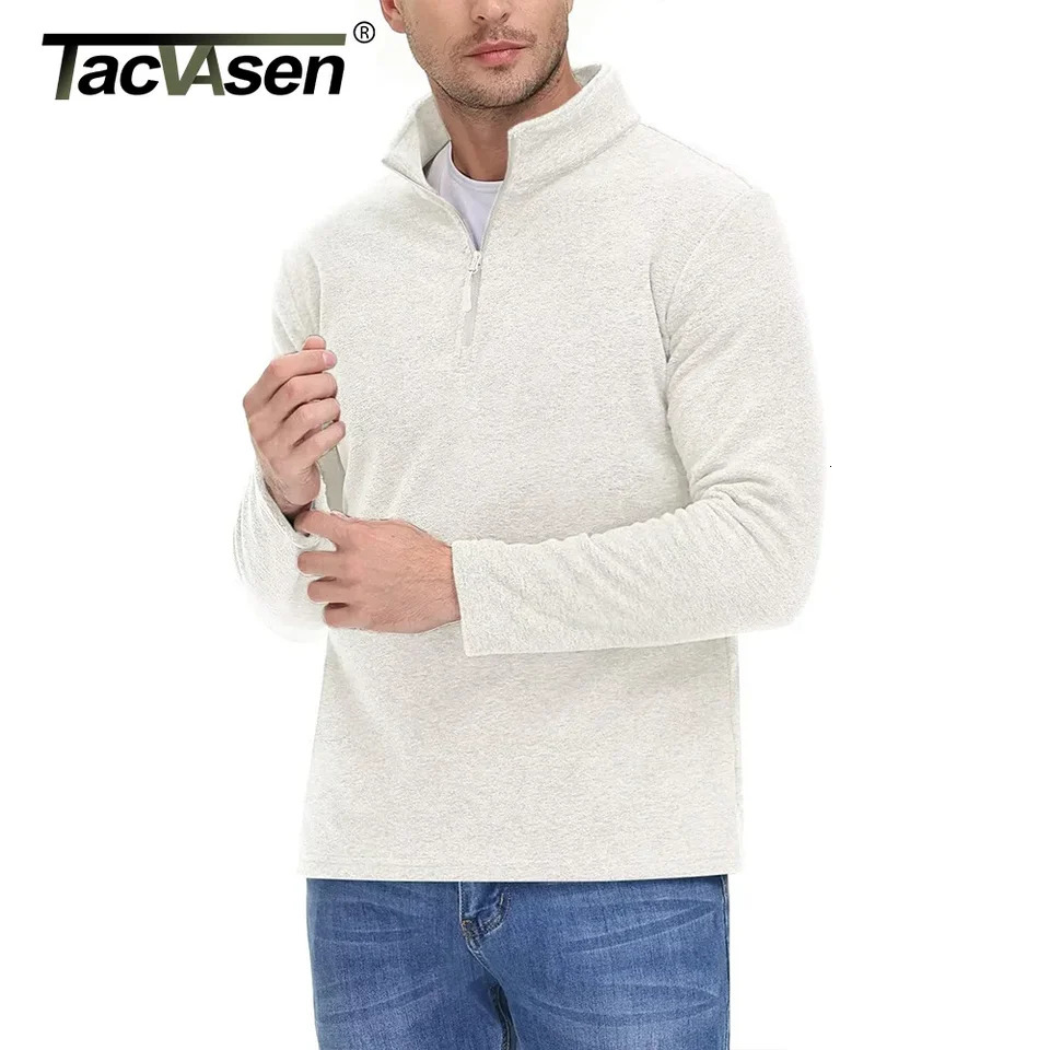 TACVASEN 14 Zipper Collar Spring Fleece Sweaters Mens Warm Sweatshirts Breathable Casual Sports Hiking Turtleneck Pullover Tops 250731