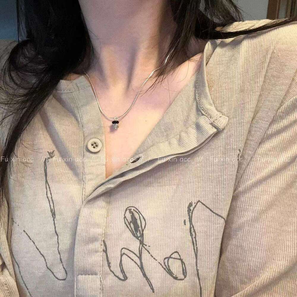 Fuxin New Korean Style Dongling Snake Bone Necklace for Women, Niche Design, High-end Versatile Colorful Jade Collarbone Chain 3de