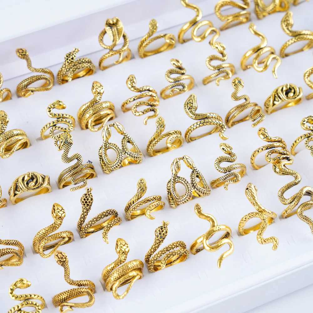 10Pcs/Lot New Fashion Punk Animal Snake Opening Rings For Men Women Gothic Mixed Style Jewelry Party Gifts y250730