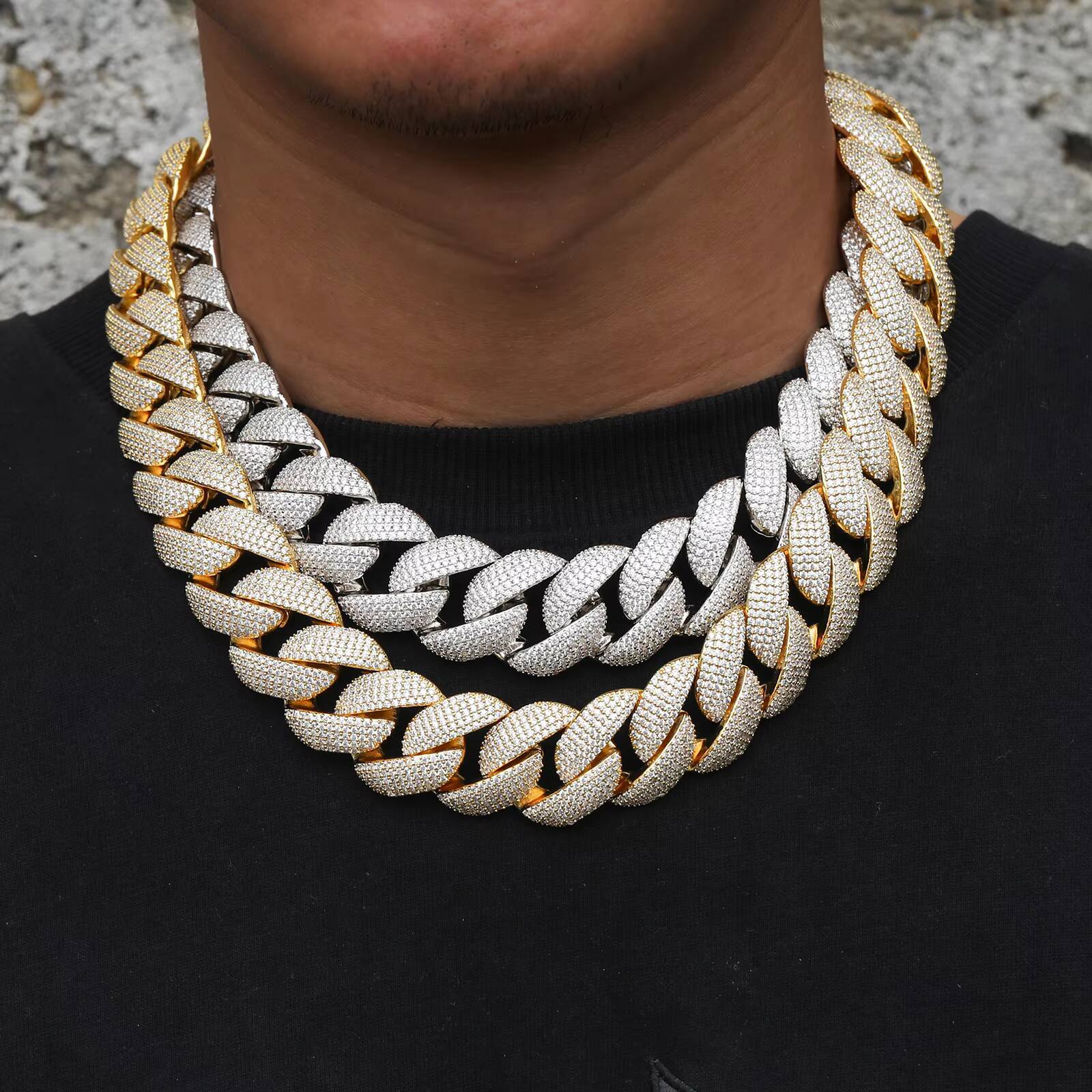 Luxury Bling Rappers Hip Hop Jewelry 23mm 925 Sterling Silver 5 Rows VVS Moissanite Iced Out Thick Cuban Link Chain Necklace