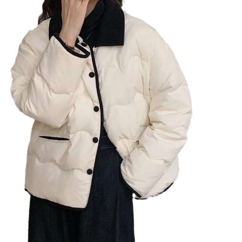 Designer Clothing 2025 Women's Fall Winter Tops Jacket White Duck Down Short Models Standing Collar Personalized Leisure Fashion New