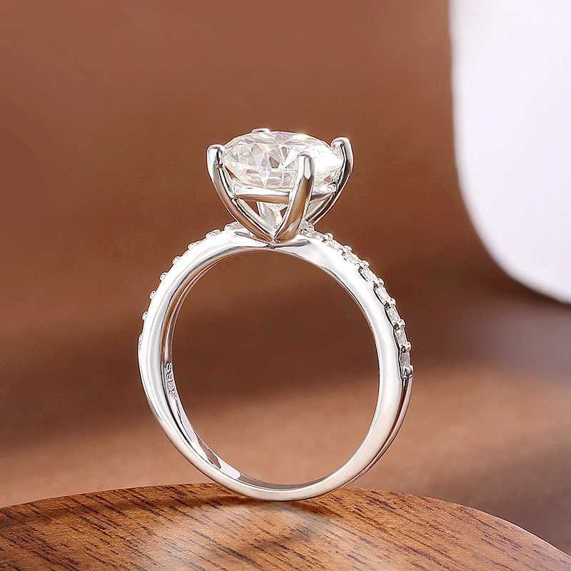 18K White Gold Plated s925 Sterling Silver Round Moissanite Ring 1-3ct with GRA Diamond Wedding Rings for Women y250730