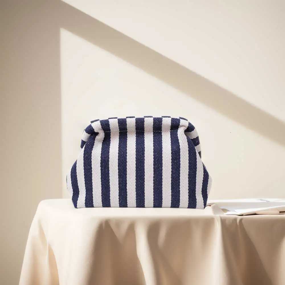 Striped Ruched Cloud Purse Summer Beach Clutch Bag for Women Colorblock Dumpling Bag Hobo Bag for Travel Party Prom Y250730