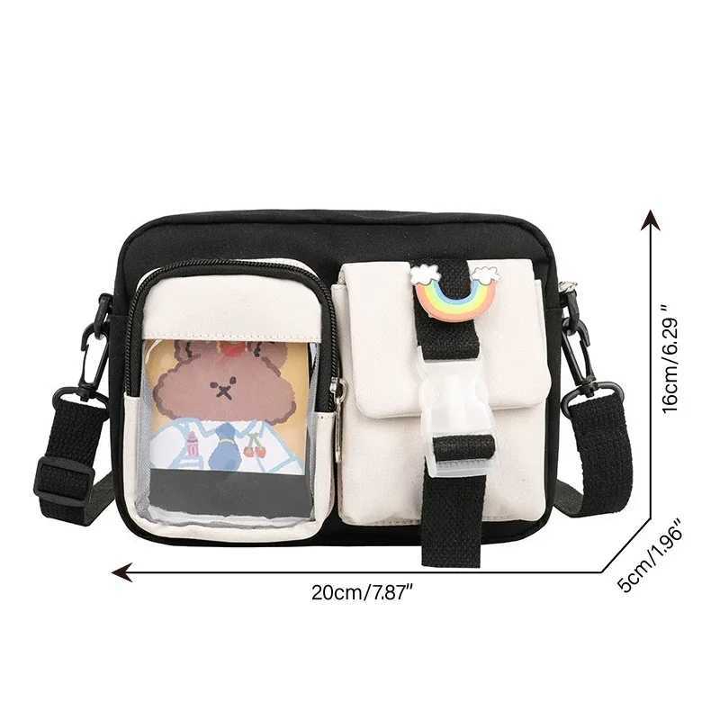 Japanse Style KAWaii Bag Student Small Nylon Bag Mutipockets Transparent Crossbody Bags Women New Shoulder Bag Bolsa Mujer Y250730