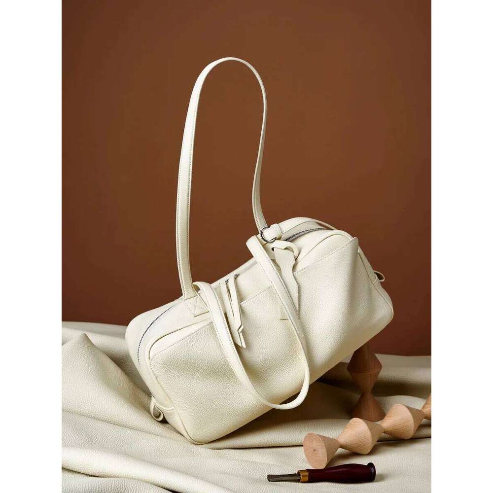 Luxury designer cowhide Boston pillow underarm shoulder women's new large-capacity handbag