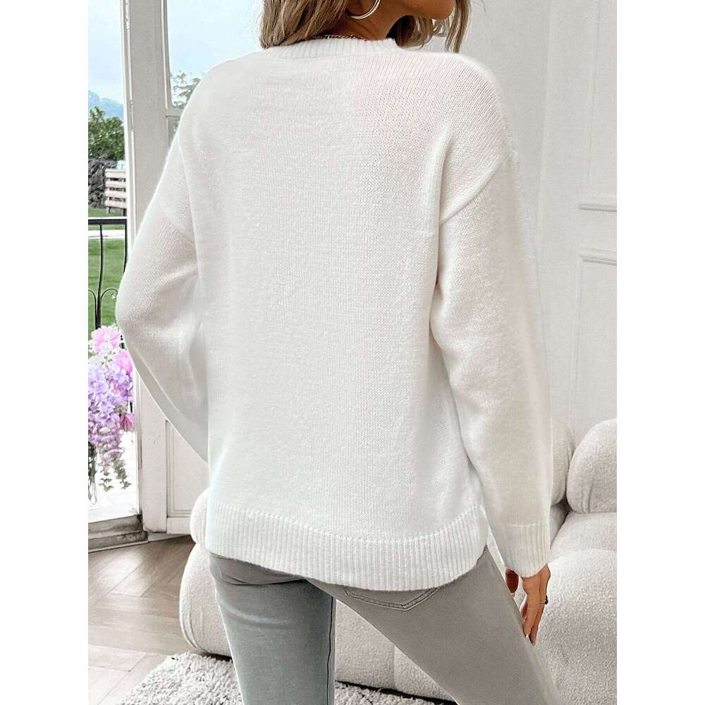 Designer Leisure High Quality American Flag Crew Neck Long Sleeve Pullover Women's Sweater