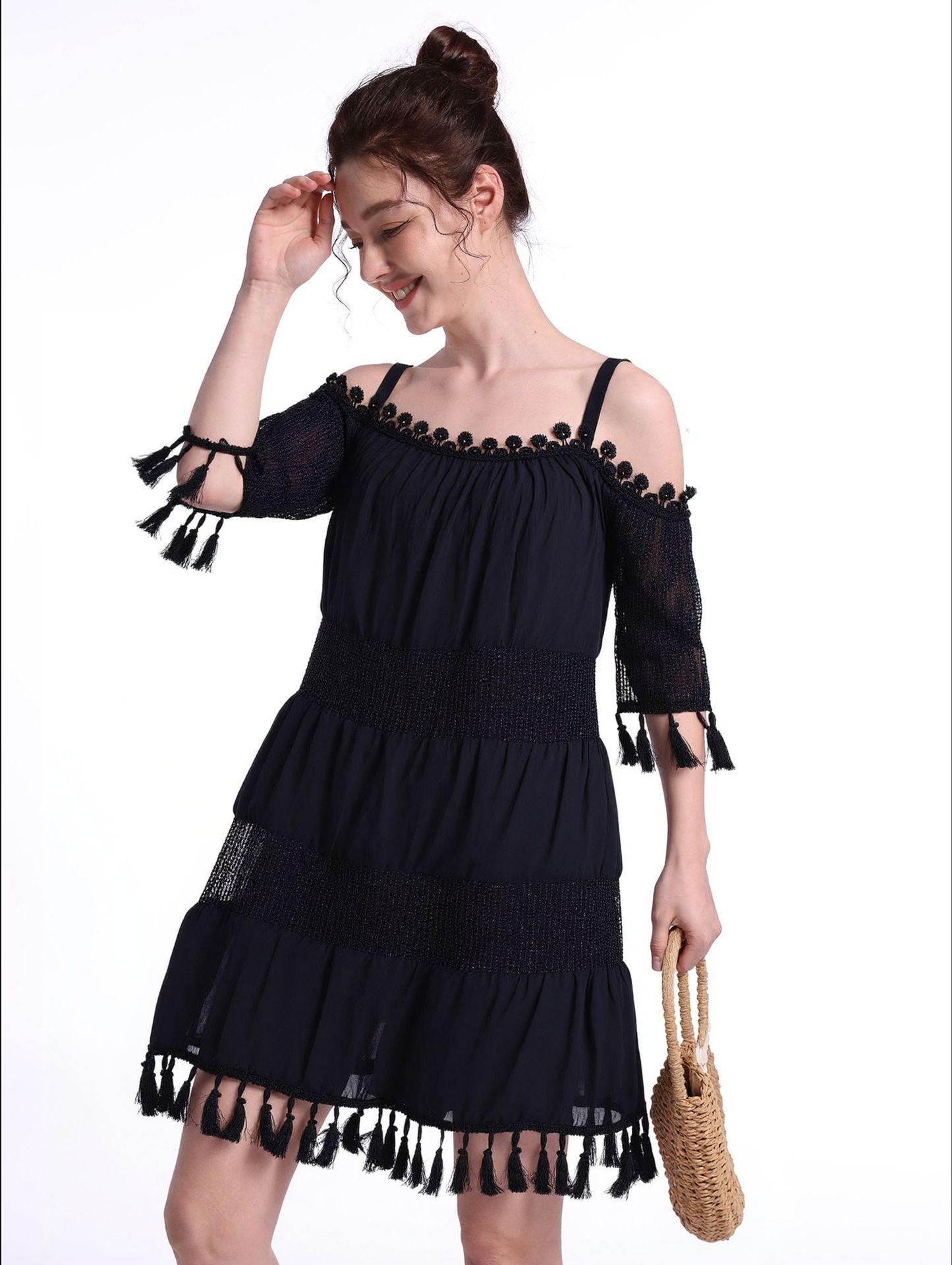 K730Cross-border sequined women's dress foreign trade new style suspenders short mid-length skirt sequined women's clothing