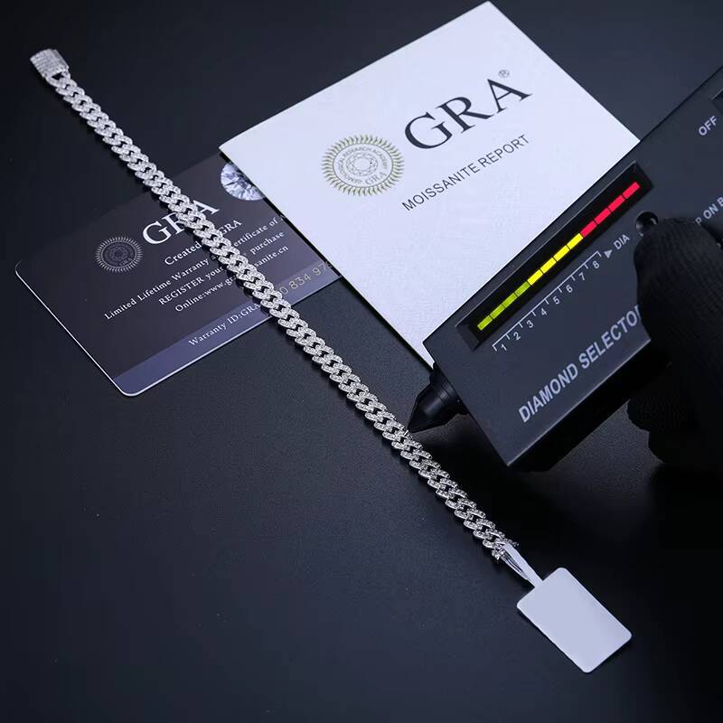 Cheap Price Pass Diamond Tester 6mm 925 Sterling Silver VVS Moissanite Iced Out Hip Hop Jewelry Cuban Link Bracelet Men Women