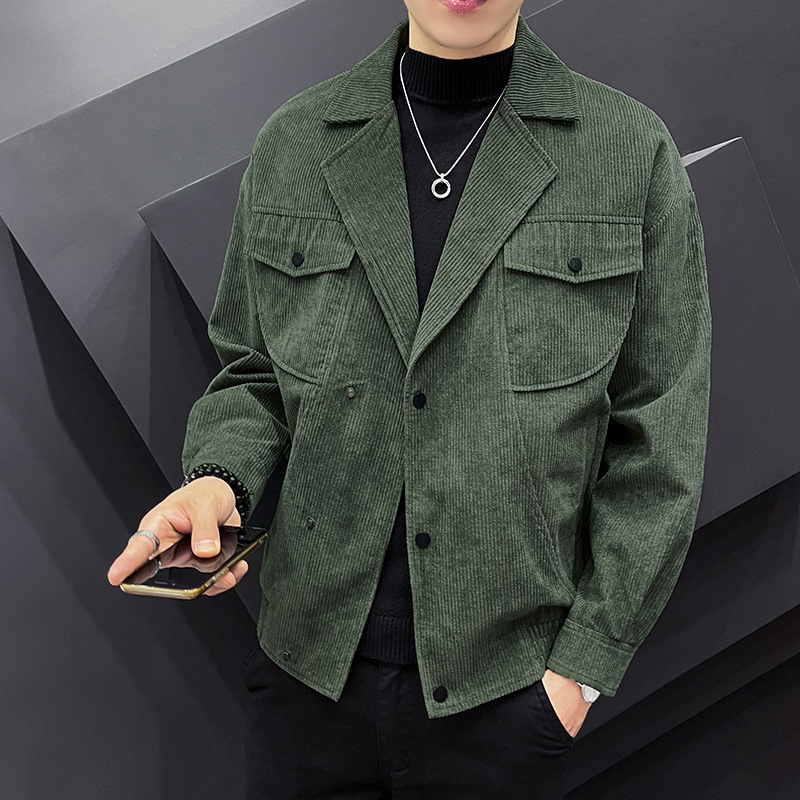 Autumn men's long-sleeved jacket jacket Korean casual slim tooling was thin fashion trend corduroy jacket