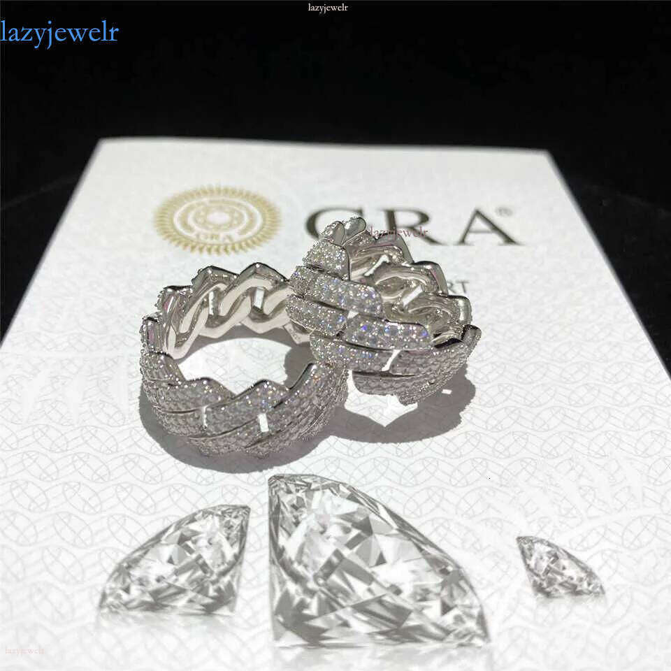 Band Custom Hip Hop Sterling Sier Vvs Moissanite Dia Rings Men Iced Out Ring Gold Plated Cuban