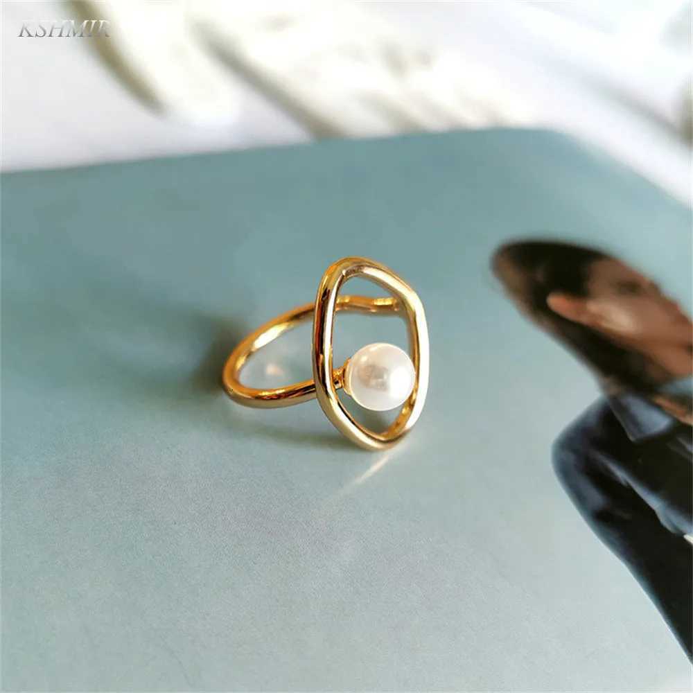 Stainless Steel Ring Korean Imitation Pearls Geometric Index Finger Charming Rings Gift Accessories y250730