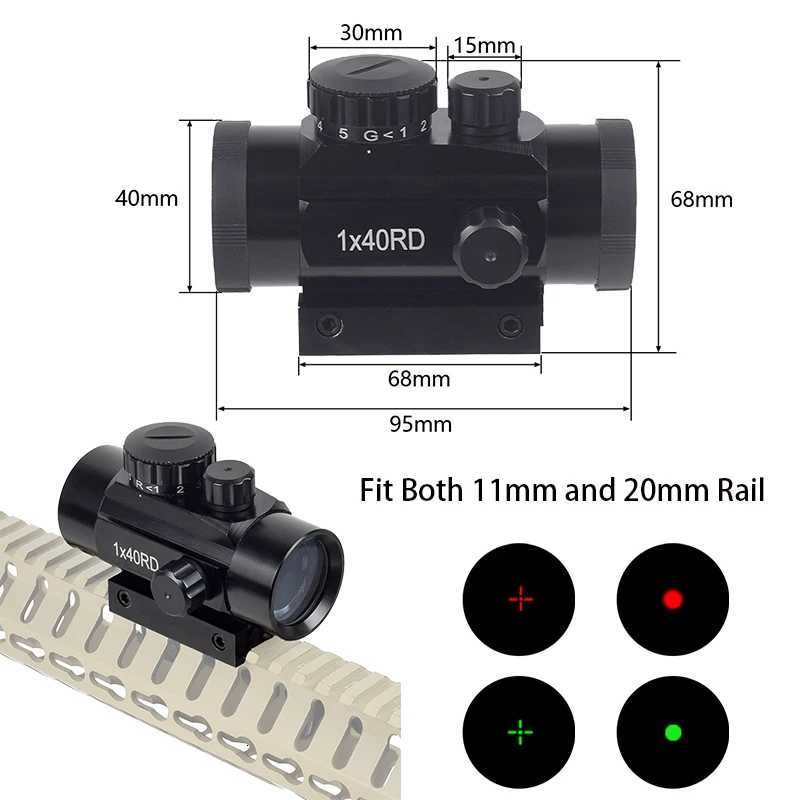 1X30 1X40 Tactical Metal Holographic Red Green Dot Sight Scope Optics Riflescope Collimator Sight For 11mm/20mm Picatinny Rail R250730