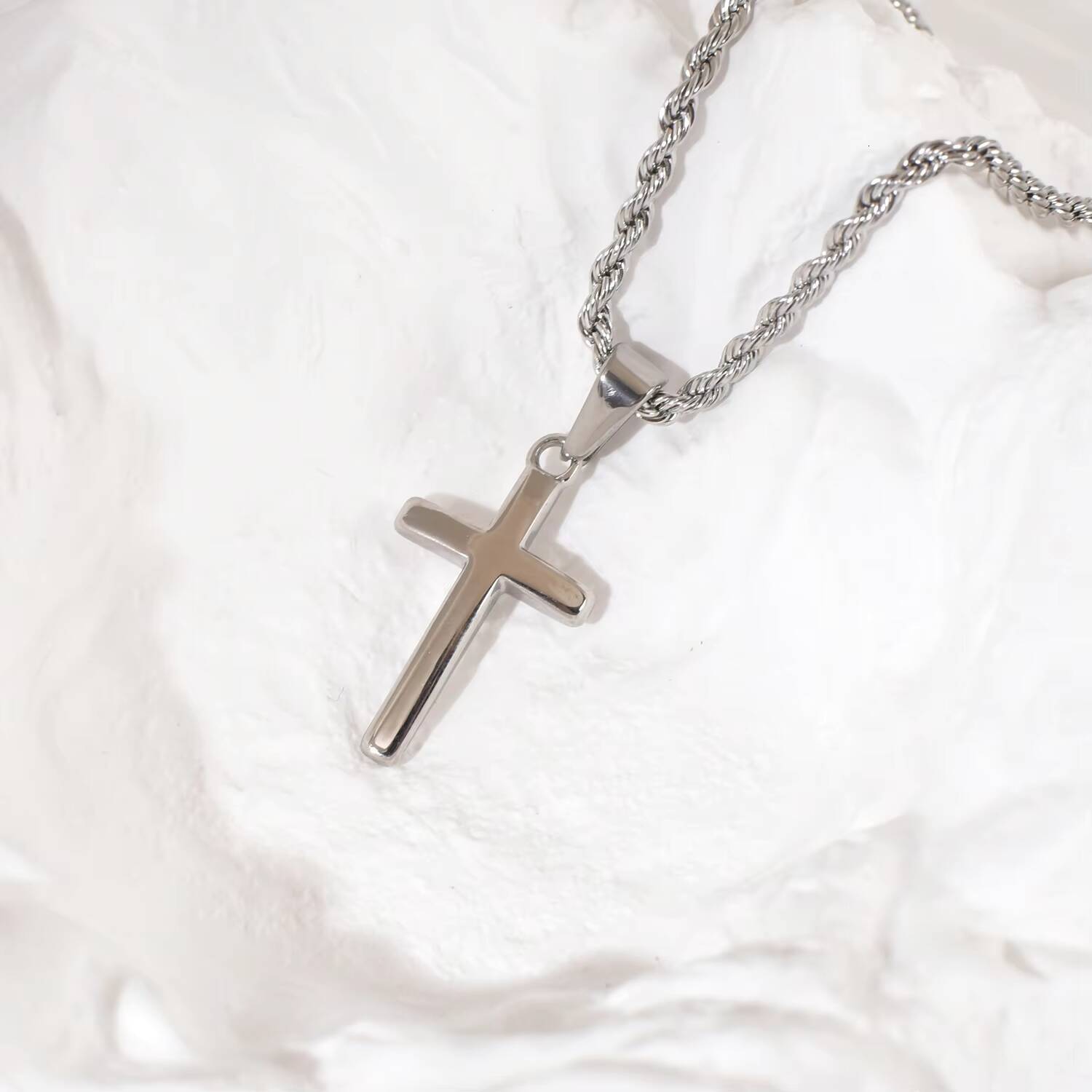 Minimalist Jewelry Stainless Steel Cross Pendant Necklace Hip Hop Gold Plated Cross Necklace for Men Women