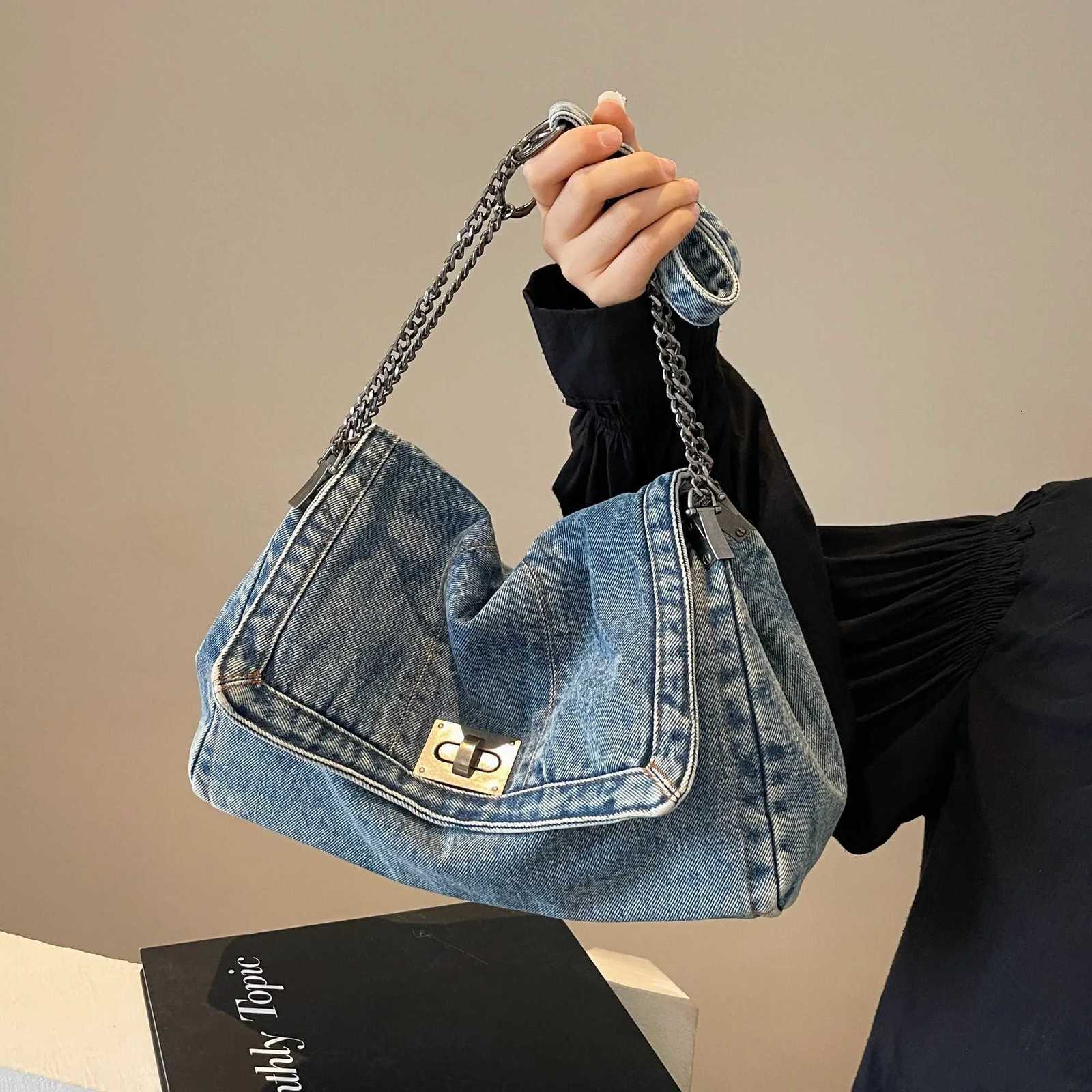 Denim bag women 2025 New fashion casual shoulder bags large capacity Tote Bag class commuting crossbody Bags for women bolsa sac Y250730