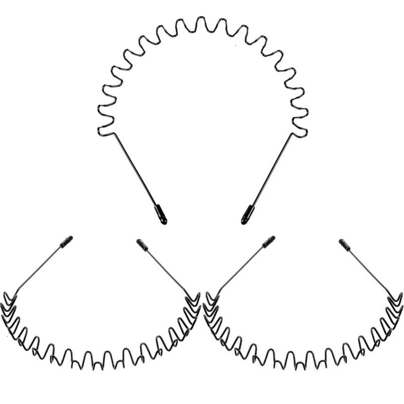 WILLBOND Hairband, 3 Pack Metal Headband for Men Unisex, Wavy Wired Zigzag Spring Sports Fashion Headwear, Non Slip Hoop, Hair Accessories