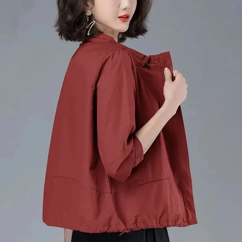 Spring Autumn Zipper Coat Outerwear For Womens Casual Stand-Up Collar Jacket Top Fashion Short Windbreaker Female 250728