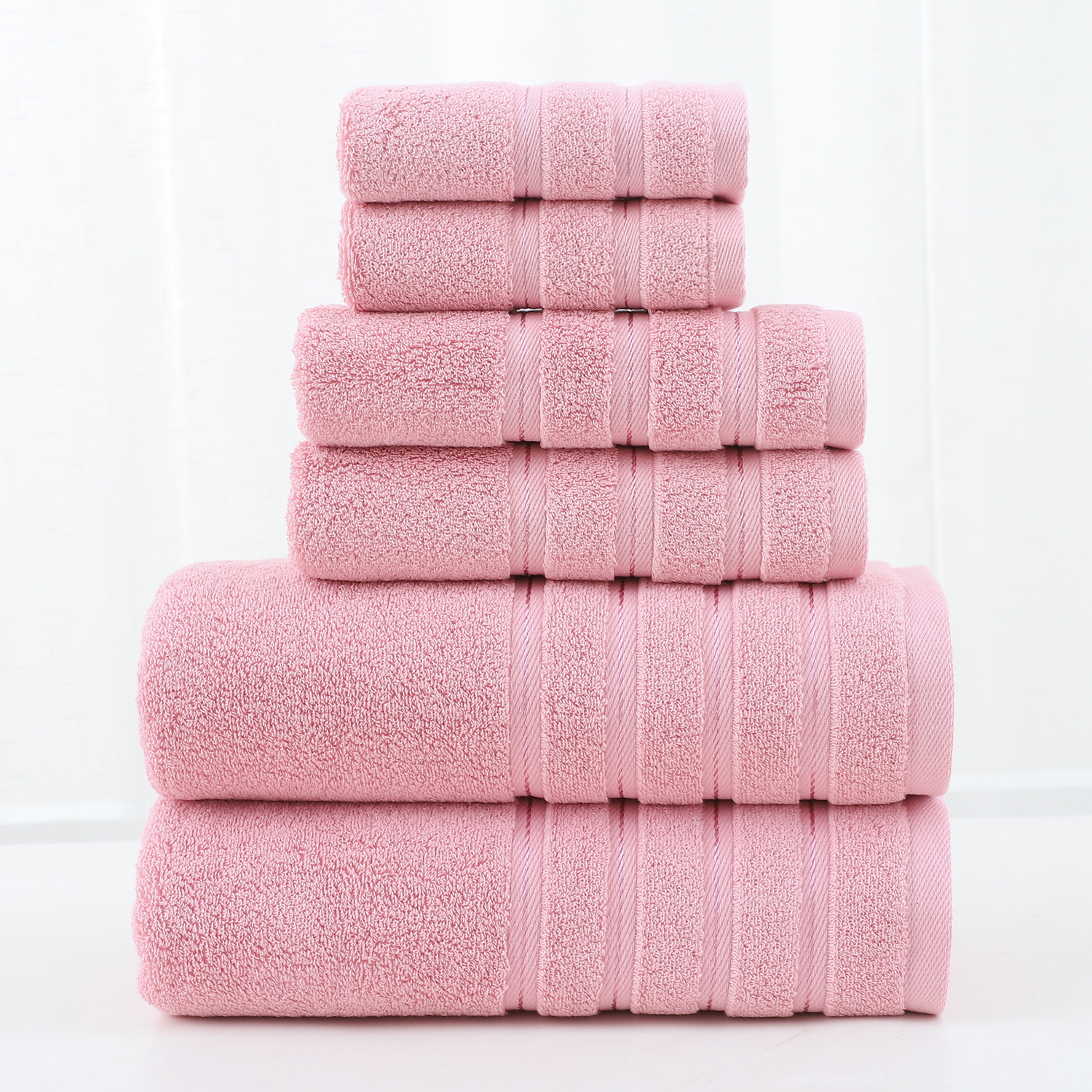 Solid 1/3/6-Piece Bath Towel Set Cotton Textured Bathroom Towel Sets Hand and Washecloth Set 240823