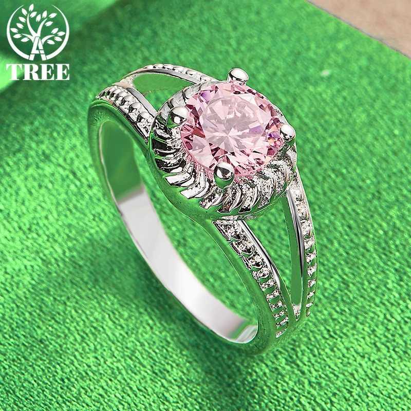 Hot New Arrivals 925 Sterling Silver Pink Round Zircon Rings Fashion Advanced Jewelry For Women Bridal Wedding Engagement Gifts y250730