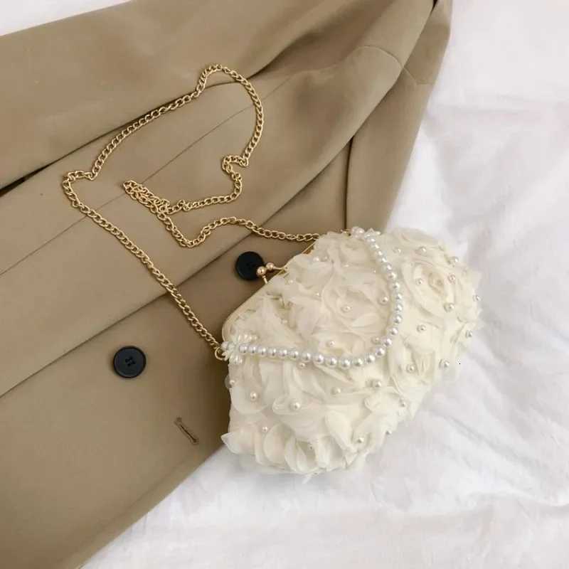 Microfiber Flowers CHAINS Crossbody Bags Hasp Beading Sweet Ladies Bags Sale 2025 Solid Spring FAshion Shoulder Bag Y250730