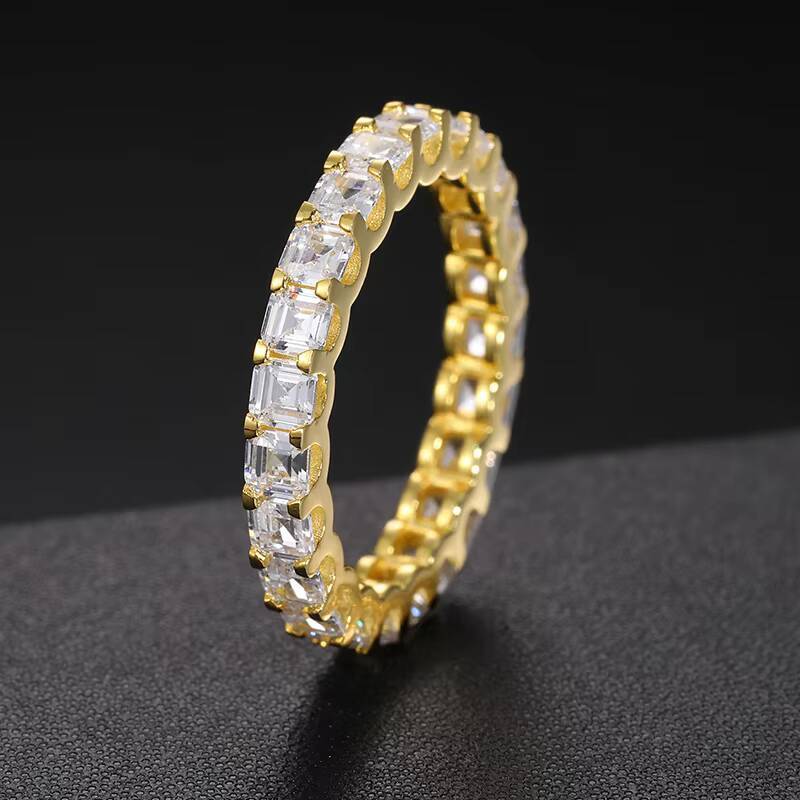High Quality Wedding Jewelry Luxury 3mm 925 Sterling Silver Princess Cut VVS Moissanite Diamond Eternity Engagement Band Ring