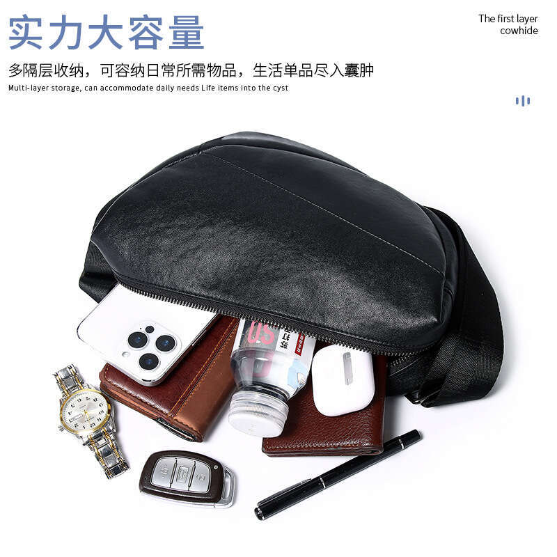 Leather Bag Men Bag Crossbody Bag Spring Top Layer Cowhide Single Shoulder Crossbody Men S High End Portable Chest Bag For Men