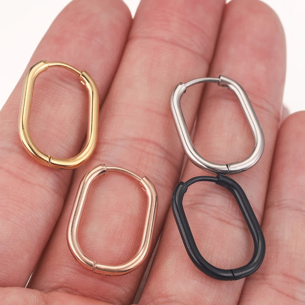 6pcs/lot Stainless Steel Rectangle Earrings Ear Hooks Gold-Plate oval Hoop Findings for DIY Earrings Parts Jewelry Wholesale 250729