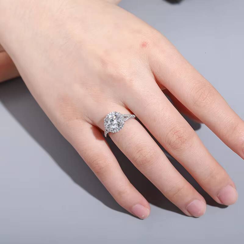 3ct 9mm Moissanite Ring Jewelry 925 Sterling Silver Moissanite Engagement Ring Pure Silver White Gold Plated Rings for Women