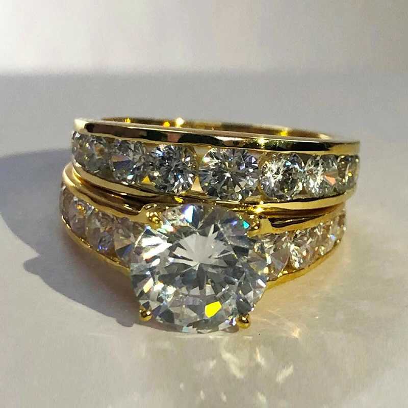8 New Trendy Wedding Rings for Women Luxury Inlaid AAA Cubic Zirconia Double Stackable Rings Party 2Pcs Set Fashion Jewelry y250730