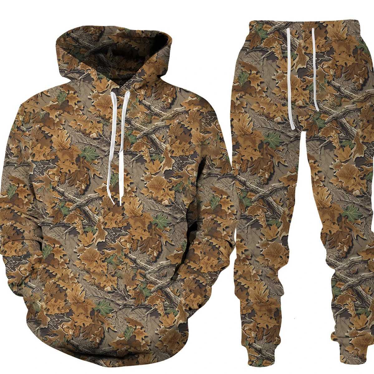 3D Printed Camouflage Hunting Animal Hoodie Sweatshirt Mens Tracksuit 2 Piece Set Sportswear Unisex Clothing Suit XJ250731