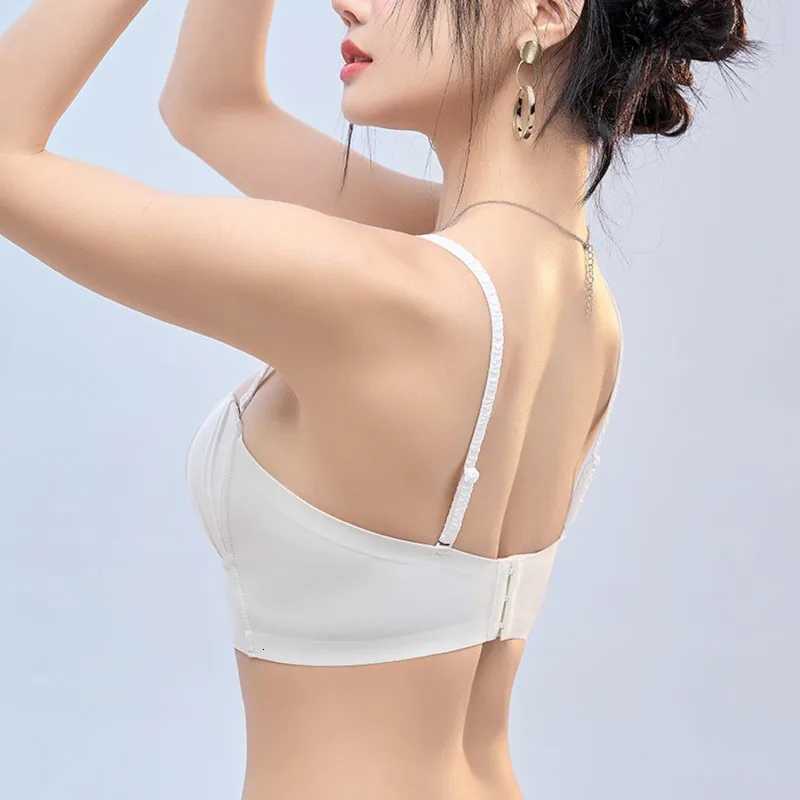 New Nylon French Pleated Bra New Detachable Ringless Thin Bra Without Underwire Seamless Underwear for Women Bras for Women Z250730