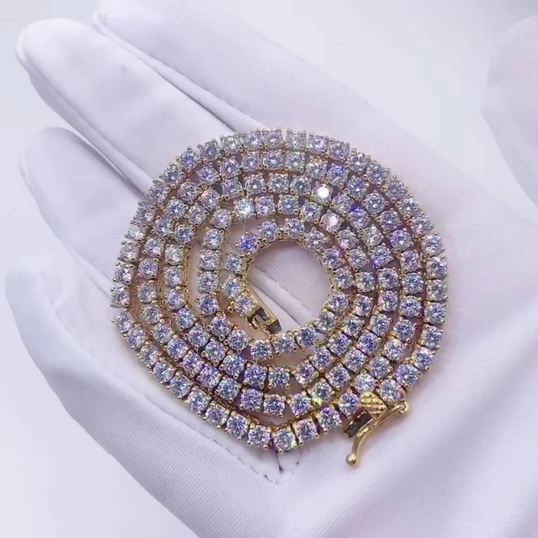 2025 Wholesale 5mm Premium Cluster Tennis Chain Choker Necklace for Women Gold Plated Iced Out CZ Diamond Trendy Style