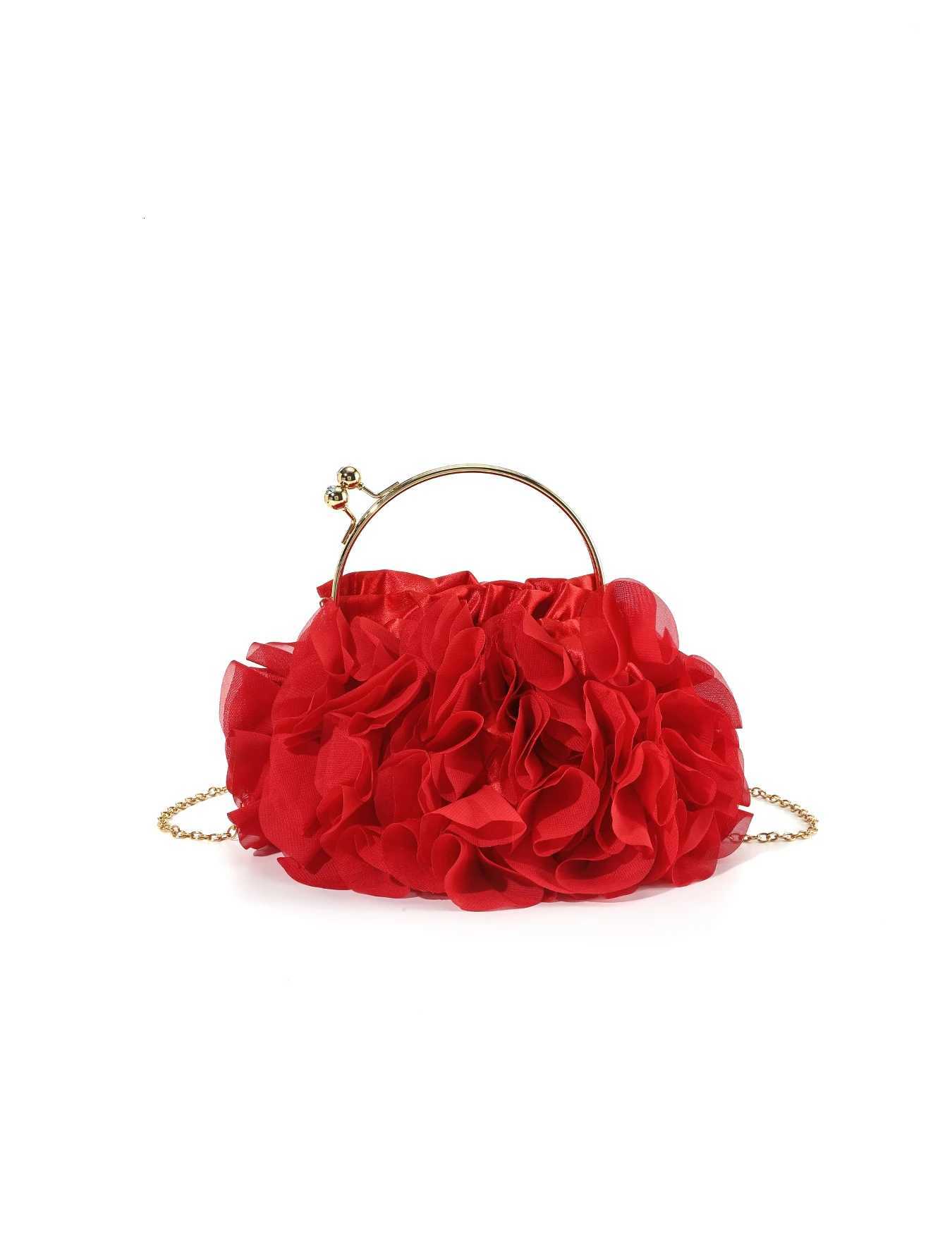 Vintage Satin Floral Bride Party Evening Clutch Bag Women Wedding Purses and Handbags Shoulder Chain Bag Y250730