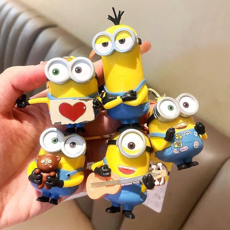 Cartoon Playful Bob Kevin Stuart Minion Pendant Keychain Bag Charm Claw Machine Gift