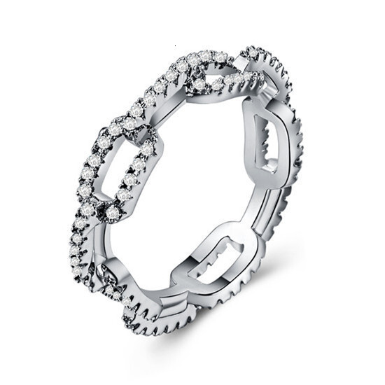 Creative Lock Chain Women's Zircon Ring Rose Gold Luxury Jewelry r5994