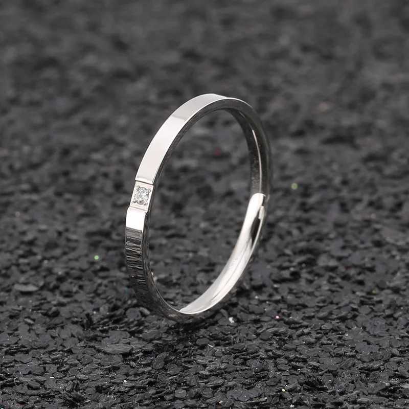 Round Titanium Steel Cubic Zirconia Rings For Women Minimalist Stainless Steel Thin Finger Pinky Ring Jewelry Accessories y250730