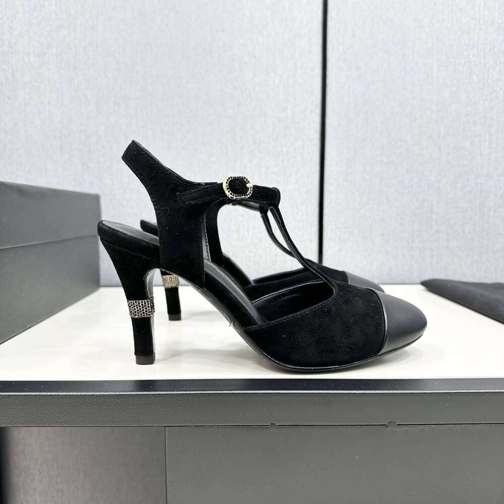 Shoes Women Size35-41 Genuine Leather Pumps Slingbacks Super High Heels Natural Cow Suede Crystals Sandals Zapatillas De Mujer 240