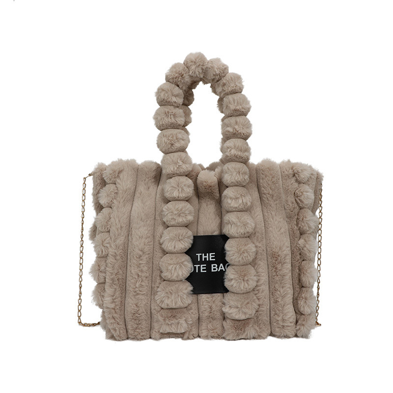 Winter New Handheld Letter Furry 2024 Large Capacity Women's Chain Shoulder Crossbody Tote Plush Bag ddmymoon