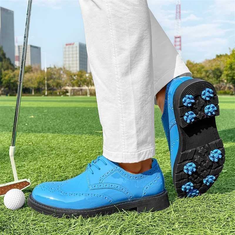 Shiny Leather Mens Golf Shoes High Quality Platform Golfers Shoes Men Waterproof Golf Sport Shoes Men Trainers Large Size 48 4 Y250731