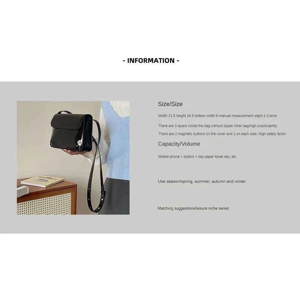 Flap Retro Patent Leather Shoulder for Women Solid Color Underarm Bag Red Crossbody Bags Lady Handbag