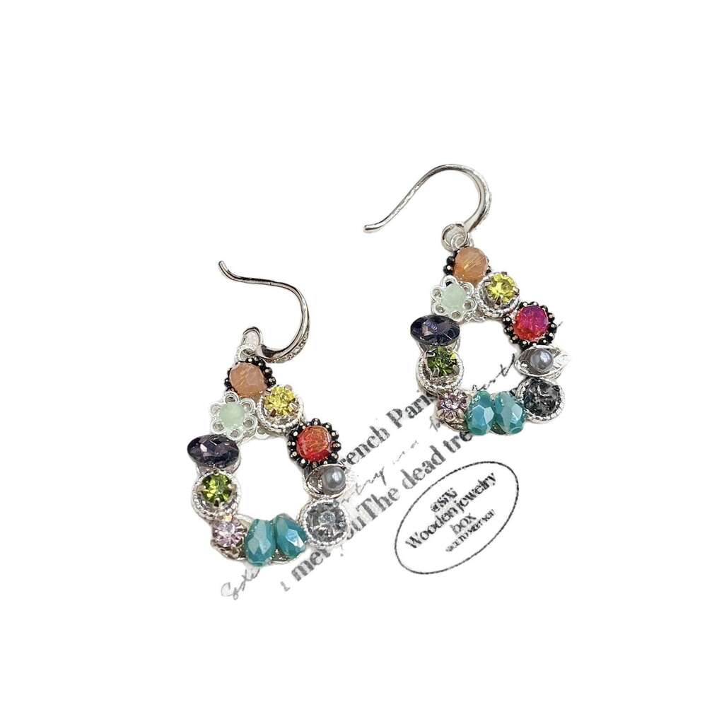 Korean Version Heavy Craft Light Colorful Zircon Beaded Earrings 2025 New Style Elegant High-end Fashion Trend 7d8